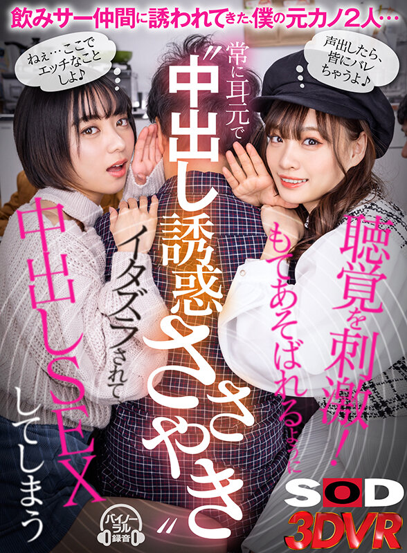 【VR】〈常に耳元でささやいてくれる‘中出し誘惑ささやき’〉飲みサー仲間に誘われてきた、僕の元カノ2人…酔った勢いでこっそり僕を誘惑してくる！？密着からのトロけるようなささやき＆耳舐めで僕の聴覚を常に刺激してくる2人今カノにバレるかもしれないギリギリな状況…花音うらら・もなみ鈴